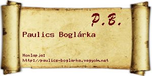 Paulics Boglárka névjegykártya